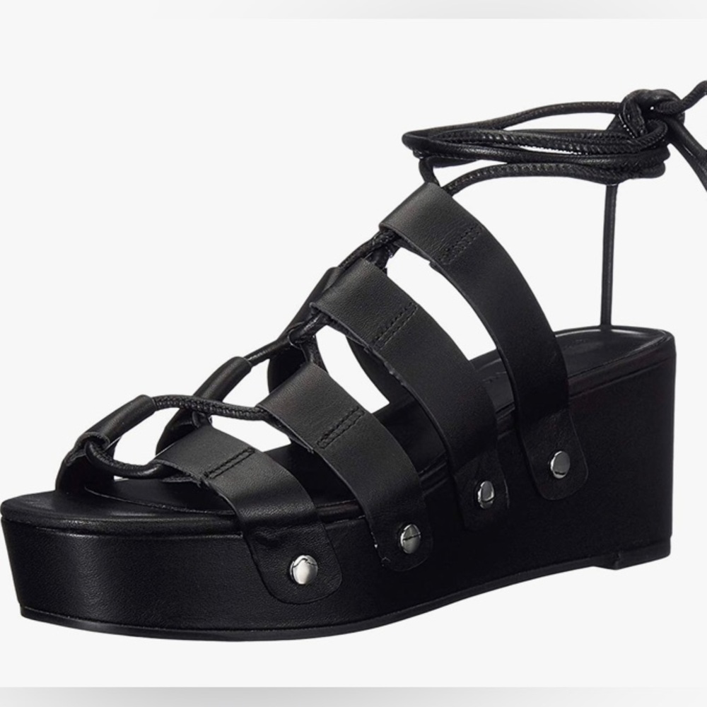 Rebecca Minkoff Iven lace up black platform sandals NEW 8.5
